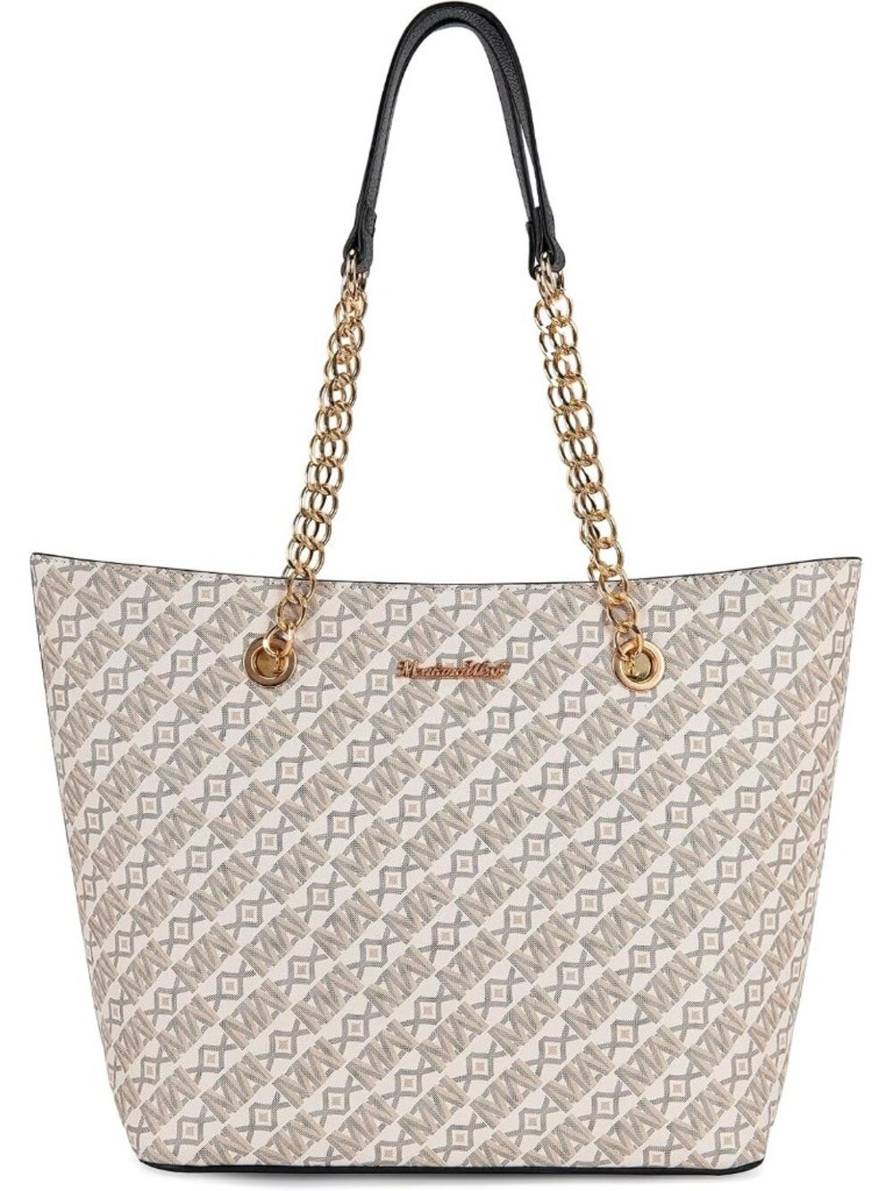 Women Monogram Beige Vegan Leather Tote Satchel Handbag Top Handle Crossbody Bag